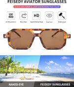 FEISEDY Vintage Square 70s Flat Aviator Sunglasses Women Men Classic Retro Stylish Frame UV400 Sunglasses B2622 - Image 4