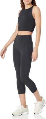 Amazon Essentials Women's High Waisted Active Sculpt Workout Athleisure Capri Leggings with Pockets - Image 4