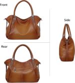 HESHE Leather Shoulder Purses for Women Tote Handbags Top Handle Bags Designer Satchel Handbag Ladies Hobo Bag Crossbody Bags - Image 3