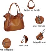 HESHE Leather Shoulder Purses for Women Tote Handbags Top Handle Bags Designer Satchel Handbag Ladies Hobo Bag Crossbody Bags - Image 5