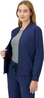 Hanes Women's Scrubs Zip-Up Bomber Jacket - Image 2