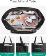 BAGSMART Expandable Tote Bag for Women, Puffer Work Tote Handbag, Quilted Carry On Bag for Travel Gym - Image 4