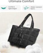 BAGSMART Expandable Tote Bag for Women, Puffer Work Tote Handbag, Quilted Carry On Bag for Travel Gym - Image 5