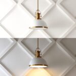 JONATHAN Y 13" Brass Gold/White Modern Industrial Iron LED Dome Pendant Light, Adjustable Hanging Fixture for Kitchen Island or Entryway, White Metal Shade, LED Bulb Included (JYL9536D) - Image 5