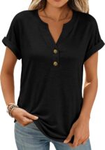 Women Tops Shorts Sleeve Shirts V Neck Henley Tops Spring Summer Trendy Casual Blouses Vacation Loose Tees Clothes 2026 - Image 5