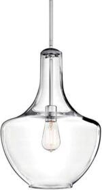 Kichler Everly Single Light Bell Pendant Light Fixture with Clear Glass in Chrome, Hanging Pendant Light for Kitchen Island or Dining Room (13.75" x 20.25"), 42046CH - Image 3