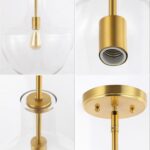 JONATHAN Y 13.25" Brass Gold/Clear Mid-Century Modern 1-Light LED Pendant Light Fixture, Adjustable Schoolhouse Hanging Lamp for Kitchen Island, Clear Glass Shade, LED Bulb Included (JYL6401C) - Image 5