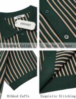 COOFANDY Mens Knit Button Down Shirts Short Sleeve Polo Shirt Vintage Striped Casual Shirts - Image 5