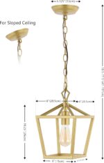 JONATHAN Y 8" Gold Painting Lantern Pendant Light, 1-Light Pagoda Style Metal Cage Farmhouse Hanging Ceiling Fixture for Kitchen Island, LED Bulb Included (JYL7618B) - Image 4
