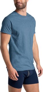 Fruit of The Loom Mens Pocket Tee Undershirts, Moisture Wicking & Tag Free, Short Sleeve Pocket T-Shirts - Image 3