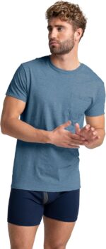 Fruit of The Loom Mens Pocket Tee Undershirts, Moisture Wicking & Tag Free, Short Sleeve Pocket T-Shirts - Image 5