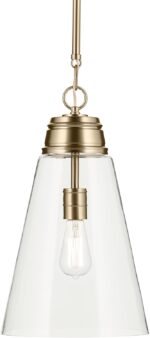 Kichler Marsailli 1-Light Medium Pendant Light Fixture with Clear Glass in Champagne Bronze, Updated Traditional Hanging Light for Kitchen Island, Dining Room (19" x 11.5"), 52661CPZCLR - Image 3