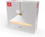 Globe Electric 1-Light Pendant Light, Matte Brass Finish, White Tapered Metal Shade with Ring Detail, Adjustable Rods, Dimmable, E26 Base, 67000197 - Image 6