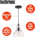 Westinghouse Lighting 6135800 One-Light Indoor Mini Pendant Light, Ceiling Light Fixture, Oil Rubbed Bronze Finish with Clear Seeded Glass - Image 3