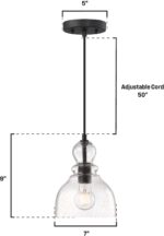 Westinghouse Lighting 6135800 One-Light Indoor Mini Pendant Light, Ceiling Light Fixture, Oil Rubbed Bronze Finish with Clear Seeded Glass - Image 4