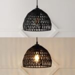 JONATHAN Y 10.25" Black Modern Bohemian Woven Rope LED Pendant Light Fixture, Adjustable Dome Ceiling Lamp for Kitchen Island, Rope Shade, Coastal Farmhouse Decor (JYL6513B) - Image 5