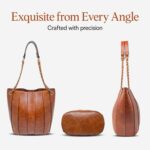Vegan Leather Purses for Women, Faux Leather Handbags for Women, Bucket Purse, Top Handle Bag - Image 8