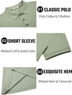 COOFANDY Men's Textured Polo Shirts Short Sleeve Slim Fit Casual Button Polo T-Shirt Summer Collared Golf Shirt - Image 5
