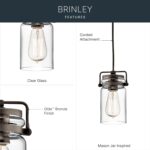 Kichler Brinley 7.75" Kitchen Pendant in Olde Bronze®, Mini Farmhouse Pendant with Clear Glass, (7.75" H x 4.75" W), 42878OZ, 1-Light - Image 3