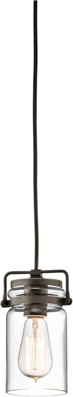Kichler Brinley 7.75" Kitchen Pendant in Olde Bronze®, Mini Farmhouse Pendant with Clear Glass, (7.75" H x 4.75" W), 42878OZ, 1-Light - Image 4