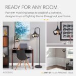Adesso Black Ceiling Pendant with Smoked Glass Dome Shade – Adjustable Hanging Length, Ambient Accent Lighting for Kitchen, Living Room or Home Office - Image 4
