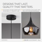 Adesso Black Ceiling Pendant with Smoked Glass Dome Shade – Adjustable Hanging Length, Ambient Accent Lighting for Kitchen, Living Room or Home Office - Image 5