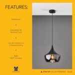 Adesso Black Ceiling Pendant with Smoked Glass Dome Shade – Adjustable Hanging Length, Ambient Accent Lighting for Kitchen, Living Room or Home Office - Image 6
