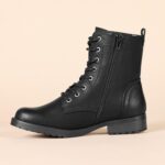 Amazon Essentials Women's Lace-Up Combat Boots with Lug Sole and Side Zipper - Image 3
