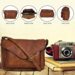 Leather Flapover Crossbody Handbag Purse for Women with Adjustable Strap & Overflap Snap Closure Tote/Bag - Image 7
