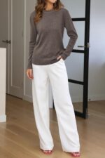 Arach&Cloz Women's Wool Blend Classic Crew Neck Casual Fall Sweaters - Image 5
