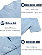 COOFANDY Mens Knit Polo Shirts Short Sleeve Button Down Textured Polo Shirt Cuban Guayabera Summer Beach Shirts - Image 6