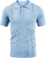 COOFANDY Mens Knit Polo Shirts Short Sleeve Button Down Textured Polo Shirt Cuban Guayabera Summer Beach Shirts - Image 7