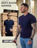 COOFANDY Mens Textured Knit Polo Shirts Zipper Polo Shirts Short Sleeve Casual Lightweight Golf Shirt - Image 4