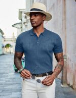 COOFANDY Mens Knit Polo Shirts Short Sleeve Casual Textured Polo T Shirt Summer Ribbed Collared Golf Shirts - Image 4