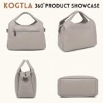 KOGTLA Medium Genuine Leather Purses for Women with Detachable Satchel Strap, Ladies Soft Handbags, Tote Hobo Bags - Image 3