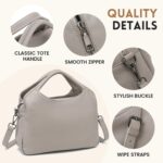 KOGTLA Medium Genuine Leather Purses for Women with Detachable Satchel Strap, Ladies Soft Handbags, Tote Hobo Bags - Image 4