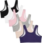 Fruit of the Loom Girls' Cotton Built -Up Stretch Sports Bra in Everyday Colors Pack - Image 3