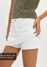 EMMIOL Women Denim Skort Skirt Stretchy Mid Waist Y2K Sexy Mini Skirts Dressy Casual Jean Skorts - Image 3