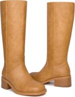 Knee High Boots Women Square Toe Chunky Block Heel Banana Campus Boot Wide Calf Comfortable Low Heel Riding Long Boots - Image 6