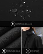 Outdoor Ventures Women's Lightweight Waterproof Fleece Lined Hooded Softshell Rain Jacket, Warm Windbreaker Long Coat - Image 3