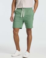 Real Essentials 3 Pack: Men's 7" Cotton Chino Golf Walking Shorts Elastic Waist Drawstring Back Pockets Casual Lounge Hybrid - Image 3
