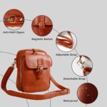 Leather Crossbody Bag for Women,Anti-Theft Messenger Bag with Large Capacity,Built-in Purse Card Slots Shoulder Sling Bag - Image 4