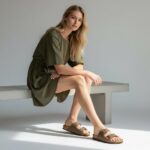 CUSHIONAIRE Lane Cork Footbed Womens Sandals Comfortable Double Buckle Slip On Sandals for Women with Arch Support and Classic Two Strap Design - Image 3