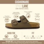 CUSHIONAIRE Lane Cork Footbed Womens Sandals Comfortable Double Buckle Slip On Sandals for Women with Arch Support and Classic Two Strap Design - Image 4