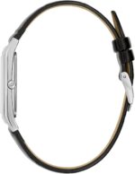 Bulova Men's Stainless Steel 3-Hand Calendar Date Quartz Watch with Black Leather Strap, Rectangle Dial Style: 96B107 - Image 3