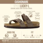 CUSHIONAIRE Lucky 100% Genuine Leather Suede Womens Sandals, Comfortable Cork Footbed Slides for Women with Adjustable Buckles - Image 4