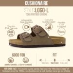 CUSHIONAIRE Logo 100% Genuine Leather Suede Slides for Women, Cushioned Cork Footbed Womens Sandals with Adjustable Buckles and Memory Foam - Image 4