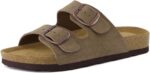 CUSHIONAIRE Logo 100% Genuine Leather Suede Slides for Women, Cushioned Cork Footbed Womens Sandals with Adjustable Buckles and Memory Foam - Image 9