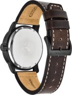 Citizen Men's Eco-Drive Weekender Garrison Field Watch in Black Ion Plating Stainless Steel with Brown Leather Strap, Navy Dial (Model: BM8478-01L) - Image 3