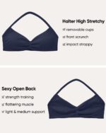 OMKAGI Halter Sports Bras for Women Padded Strappy Bra Open Back Workout Gym Crop - Image 4
